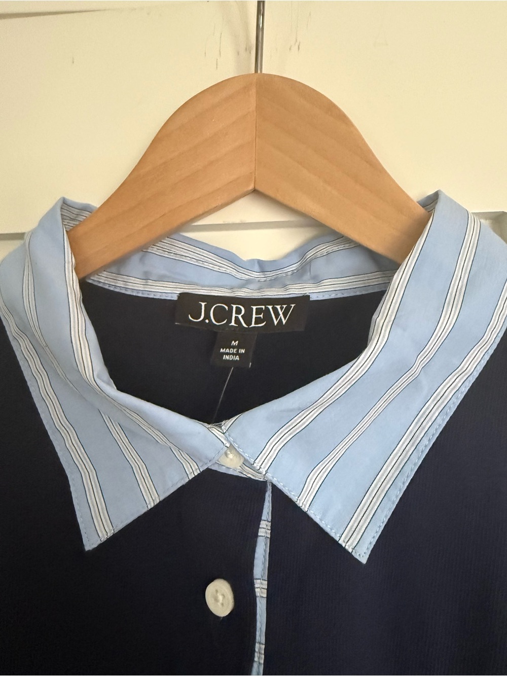 NWT - J.Crew Navy Polo with Blue Stripe Collar & Cuff
